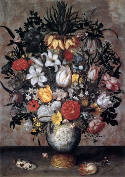 フラワーズ Painting - 中国の花瓶に入ったボシャールト・アンブロシウスの花
